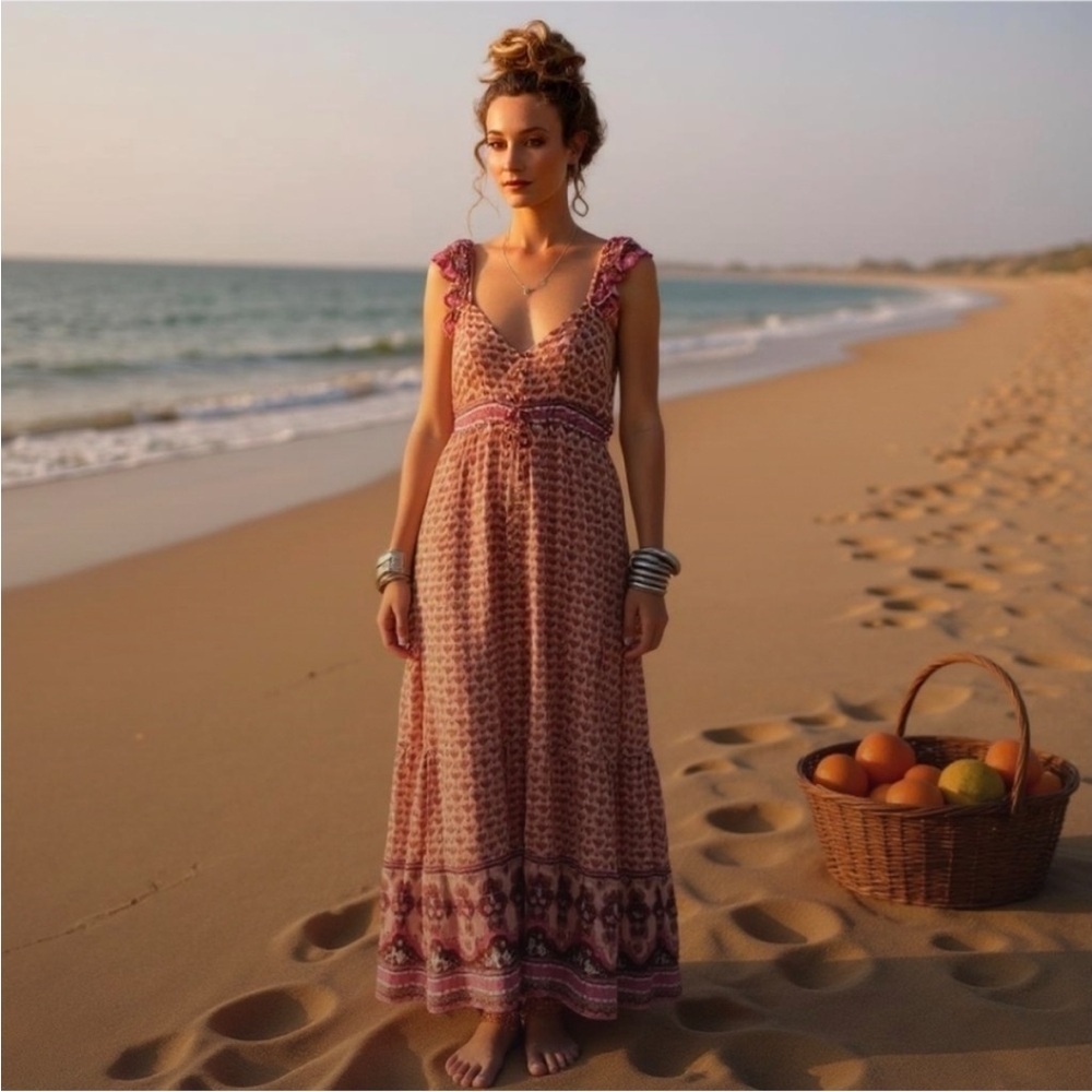 Spell & the Gypsy Collective Sunset Road Maxi Frill Dress Vintage XS - Picture 7 of 8